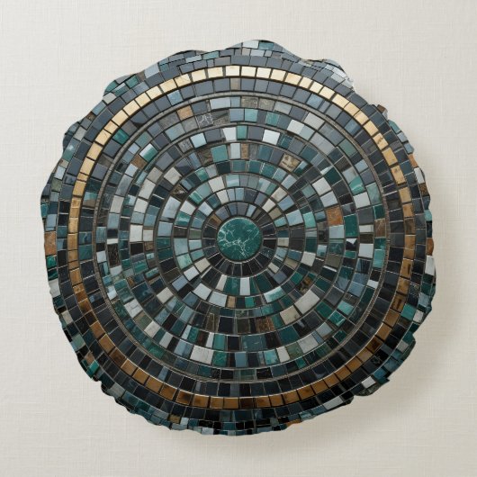 Luxe circulaire mozaïek wandmacro rond kussen (Achterkant)