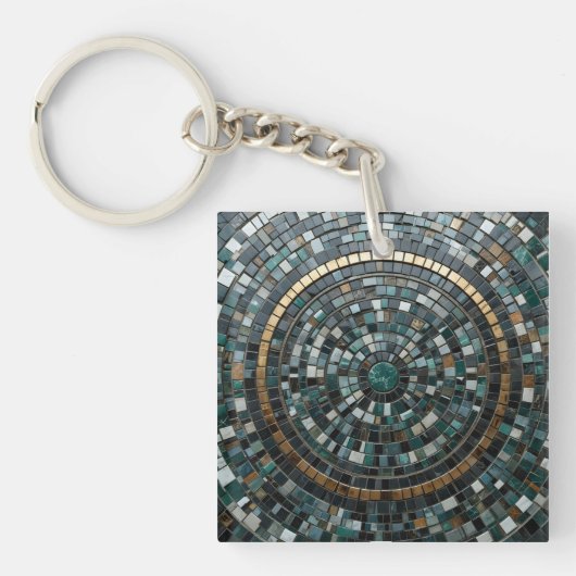 Luxe circulaire mozaïek wandmacro sleutelhanger (voorkant)