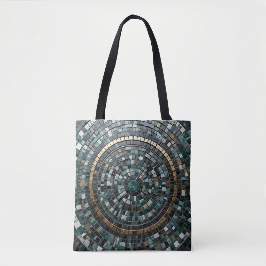 Luxe circulaire mozaïek wandmacro tote bag (Voorkant)