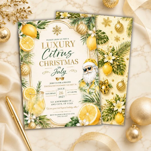 Luxe Citrus Kerst in juli-feest Kaart