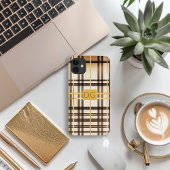 Luxe Classic Taupe en Gold Plaid iPhone Case