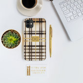 Luxe Classic Taupe en Gold Plaid iPhone Case