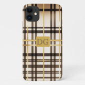Luxe Classic Taupe en Gold Plaid iPhone Case (Achterkant)
