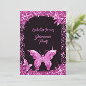 luxe classy glitter zwart roze Vlinder elegant Kaart (Staand voorkant)