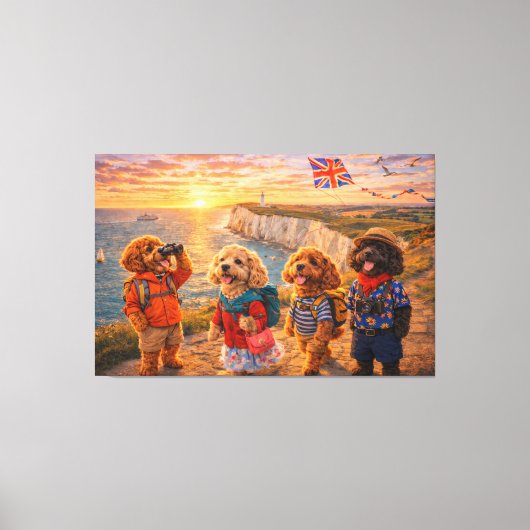 Luxe Cockapoo Britse Kust Muurschildering Canvas Afdruk (Voorkant)