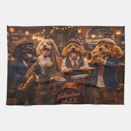 Luxe Cockapoo Jazzband Afdruk Theedoek (Horizontaal)