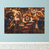 Luxe Cockapoo Jazzband Muur Kunst Canvasprint Canvas Afdruk (Insitu (Houten vloer))
