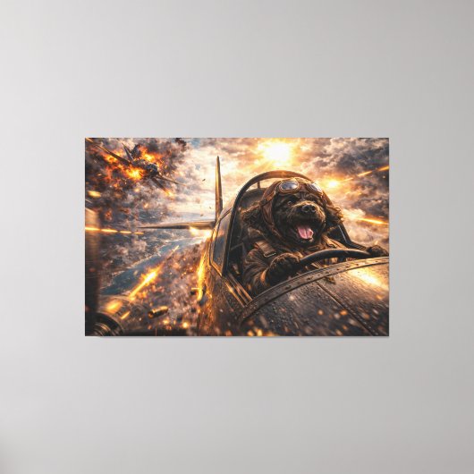 Luxe Cockapoo Muurkunst – Aviation Dog Modern Canvas Afdruk (Voorkant)