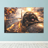 Luxe Cockapoo Muurkunst – Aviation Dog Modern Canvas Afdruk (Insitu (Houten vloer))