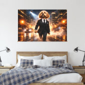 Luxe Cockapoo Muurkunst – Moderne Stadsnacht Canvas Afdruk (Insitu (Slaapkamer))