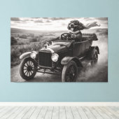 Luxe Cockapoo Muurkunst- Vintage Canvas Kunst (Insitu (Houten vloer))