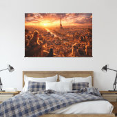 Luxe Cockapoo Muurkunst – Zonsondergang in Parijs Canvas Afdruk (Insitu (Slaapkamer))