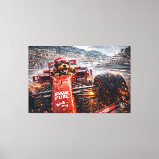 Luxe Cockapoo Racing Canvas – Cineramische Honden Afdruk (Voorkant)