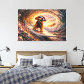 Luxe Cockapoo Surfdoek – Ocean Dog Art Canvas Afdruk (Insitu (Slaapkamer))
