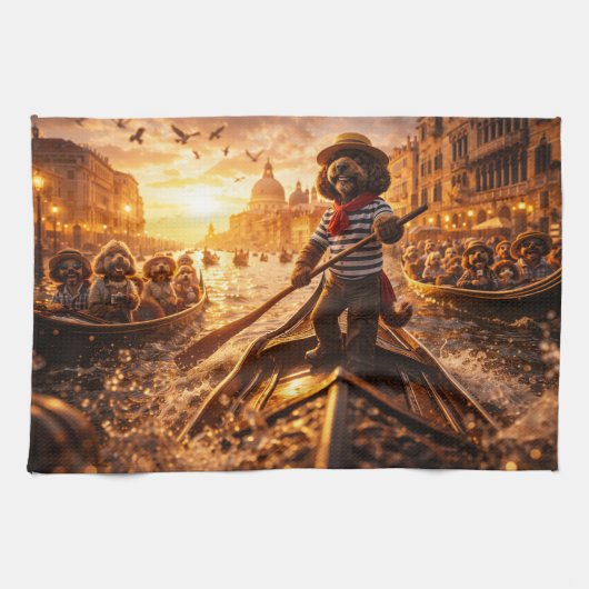 Luxe Cockapoo Venetiaanse Gondel Theedoek (Horizontaal)