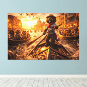 Luxe Cockapoo Venetiaanse Gondel Wand Kunst Canvas Afdruk (Insitu (Houten vloer))