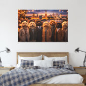 Luxe Cockapoo-wandkunst – London Evening Art Canvas Afdruk (Insitu (Slaapkamer))