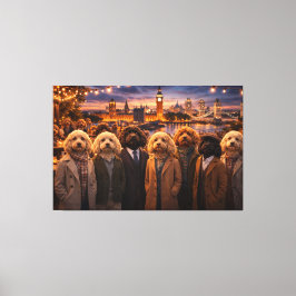 Luxe Cockapoo-wandkunst – London Evening Art Canvas Afdruk