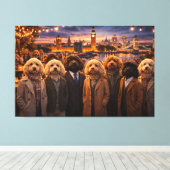 Luxe Cockapoo-wandkunst – London Evening Art Canvas Afdruk (Insitu (Houten vloer))