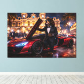Luxe Cockapoo-wandkunst – Monaco High Life Canvas Afdruk (Insitu (Houten vloer))