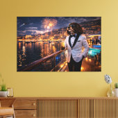 Luxe Cockapoo-wandkunst – Monaco Nachtleven Modern Canvas Afdruk (Insitu (Woonkamer))