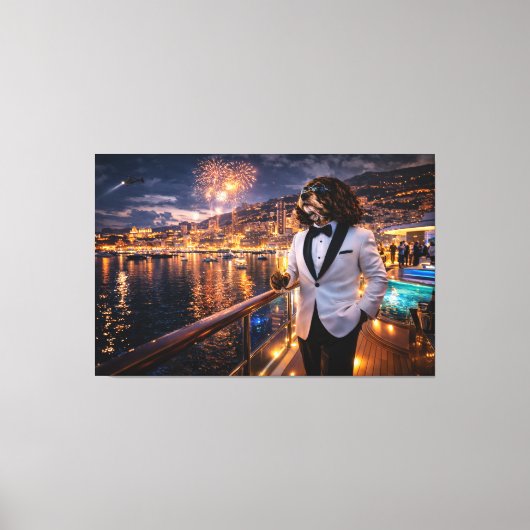 Luxe Cockapoo-wandkunst – Monaco Nachtleven Modern Canvas Afdruk (Voorkant)