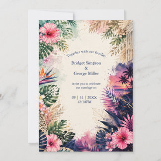 luxe collage Hawaï moody boho tropisch huwelijk Kaart