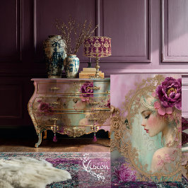 Luxe Collage, Mix Media Portret Bloem Tissuepapier
