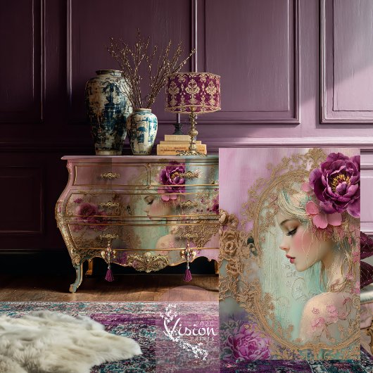 Luxe Collage, Mix Media Portret Bloemen Tissuepapier