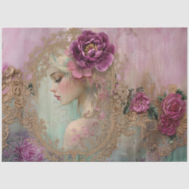Luxe Collage Shabby Chic Mix Media Portret Kunst Tissuepapier