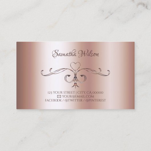 Luxe  Corner Borders Ornamental Roos Gold Visitekaartje (Achterkant)