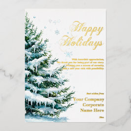 Luxe Corporate Snow Evergreen Vakantie Folie Kaart