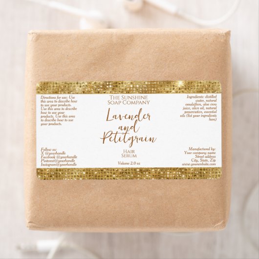 Luxe Cosmetica Label - Wit & Goud Glitter (Insitu)