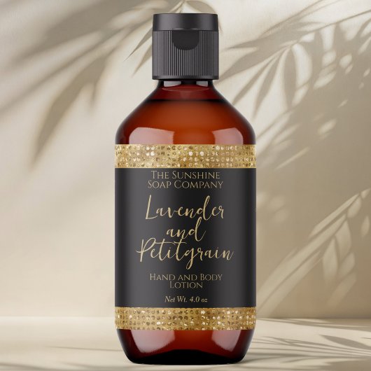 Luxe Cosmetica Label - Zwart & Goud Glitter