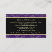 Luxe Cosmetologie Paarse Cheetah Make-up Artiest Visitekaartje (Achterkant)