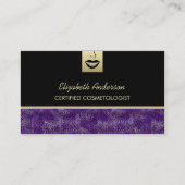 Luxe Cosmetologie Paarse Cheetah Make-up Artiest Visitekaartje (Voorkant)