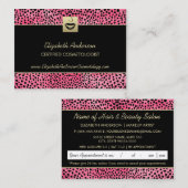 Luxe Cosmetologie Roze Cheetah Afspraak afdrukken Afsprakenkaartje (Voorkant / Achterkant)