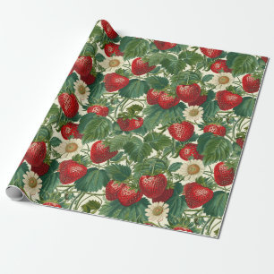Luxe Cottagecore Leven: Heerlijke Aardbei Cadeaupapier