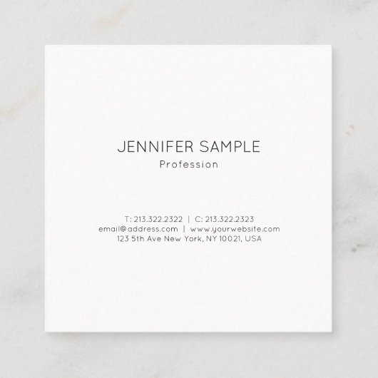 Luxe Creative Modern Minimal Design Plain Vierkante Visitekaartje (Achterkant)