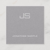 Luxe Creative Modern Monogram Premium Gray Plain Vierkante Visitekaartje (Voorkant)