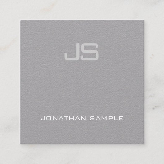 Luxe Creative Modern Monogram Premium Gray Plain Vierkante Visitekaartje (Voorkant)