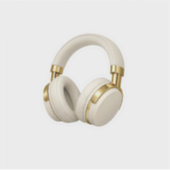 Luxe Crème Draadloze Koptelefoon Sticker Modern Va (Voorkant)