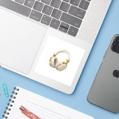 Luxe Crème Draadloze Koptelefoon Sticker Modern Va (Laptop met iPhone)