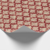 Luxe  Crème en Rode Damask Pattern Cadeaupapier (Hoek)