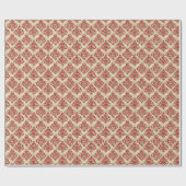 Luxe Crème en Rode Damask Pattern Cadeaupapier (Vlak)