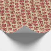 Luxe  Crème en Rode Damask Pattern Cadeaupapier (Hoek)