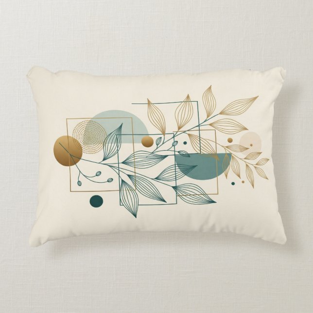 Luxe Crème & Goud Botanische Kunst Kussen (Voorkant)