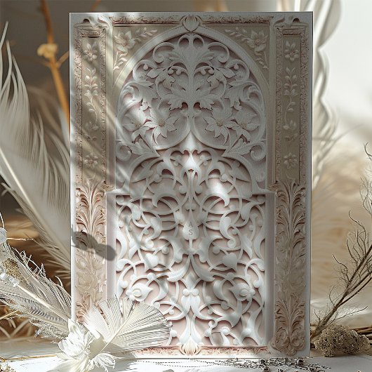 Luxe Crème & Goud Islamitisch Bruiloft Arabesque Kaart