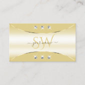 Luxe Crème met Gouden Decor Diamanten en Monogram Visitekaartje (Voorkant)