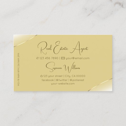 Luxe Crème met Gouden Decor Sparkle Diamonds Glam Visitekaartje (Achterkant)